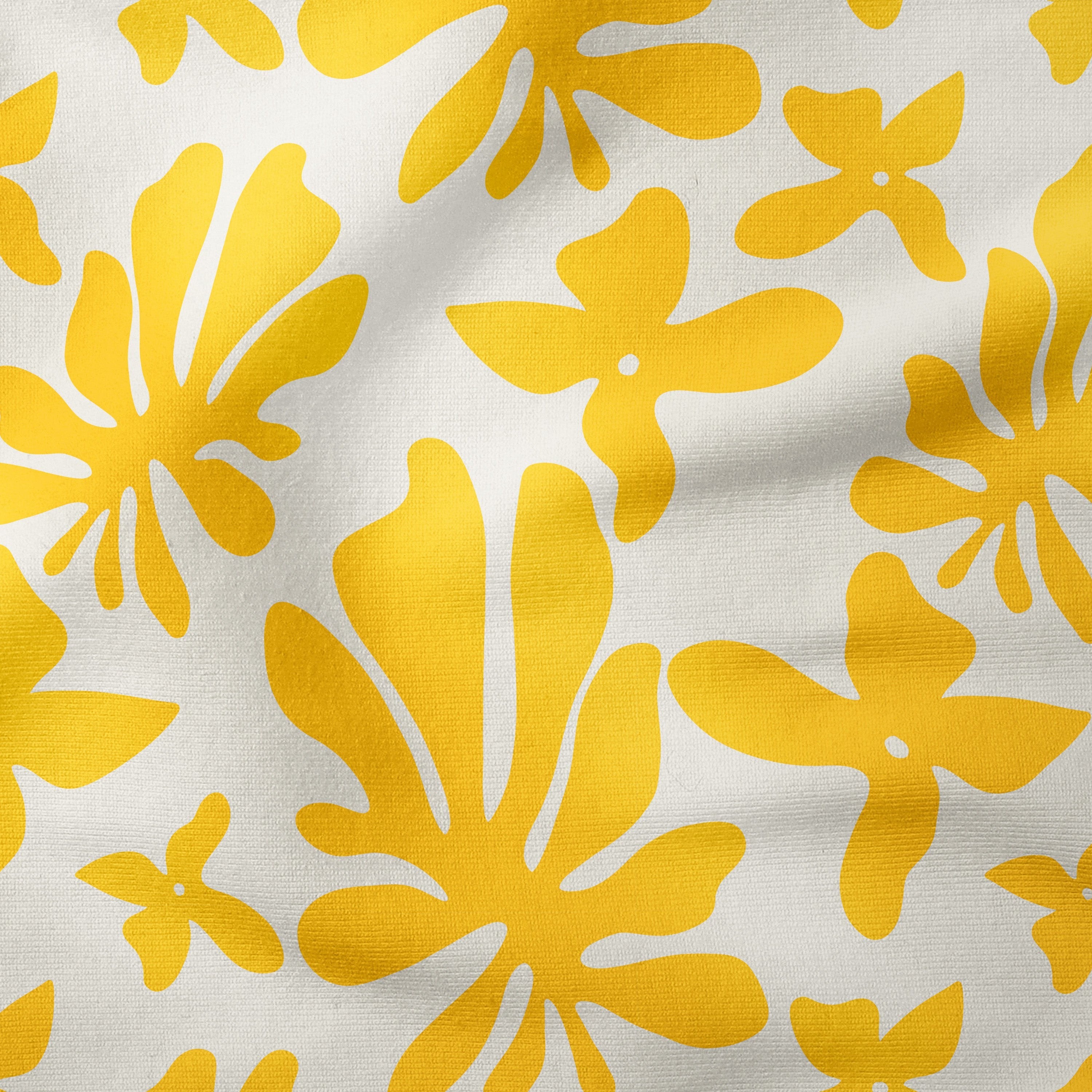 Scandinavian designer fabric. Beautiful mod swedish floral print Love selling Yellow fabric High quality cotton unused